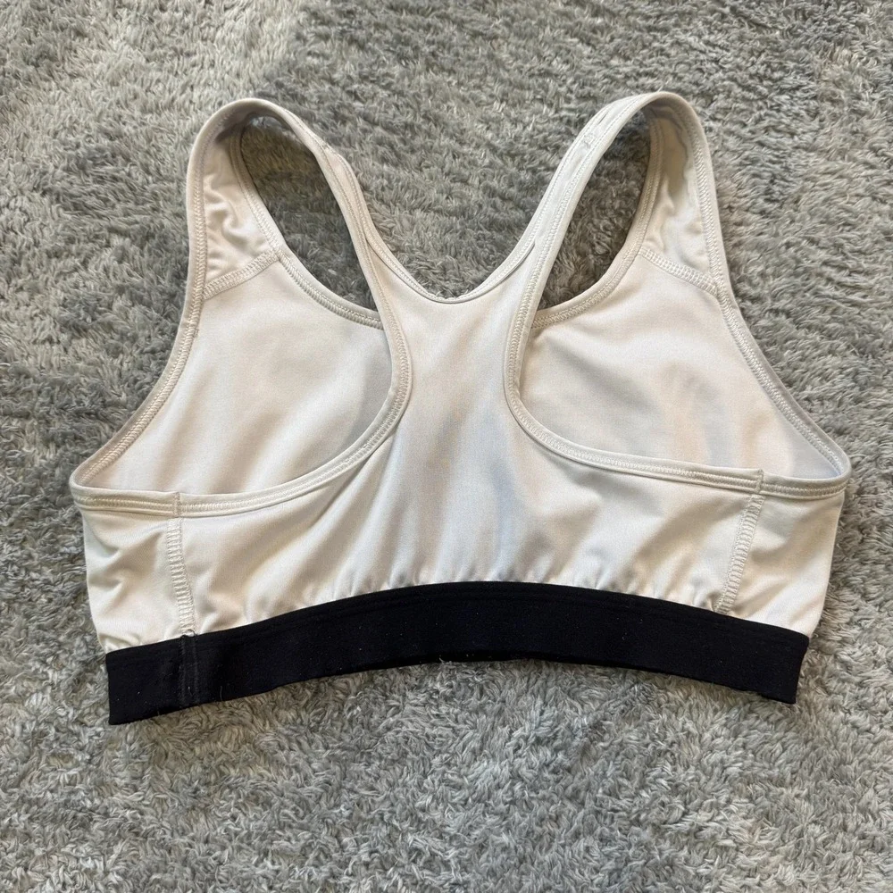 Nike Dri-FIT Swoosh Sports Bra Medium White Black Racerback Medium Impact